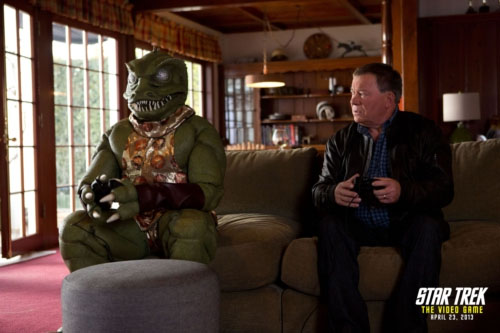 William Shatner and the Gorn reunite for the promotion of Star Trek: The Video Game (2013).