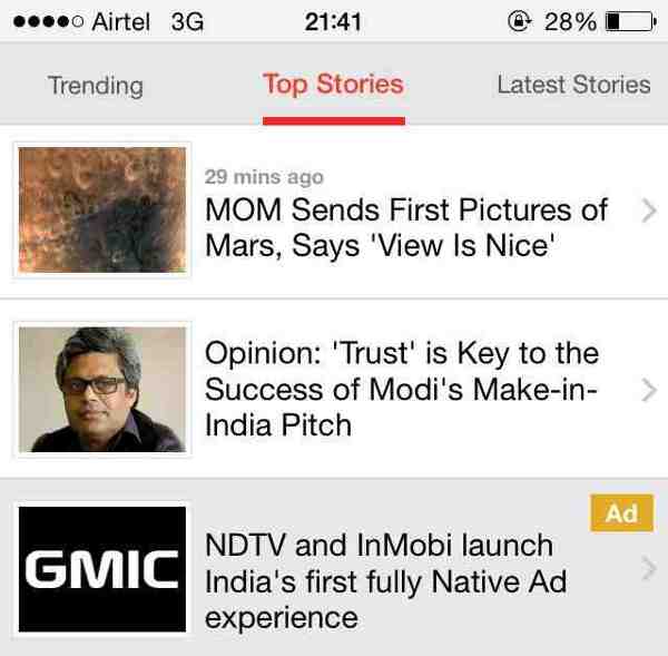 NDTV Brings InMobi Native Advertising on Mobile in India