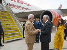 Narendra Modi being seen off by the Prime Minister of Portugal, Mr. Antonio Costa, on his departure from Lisbon for Washington DC, Portugal on June 24, 2017