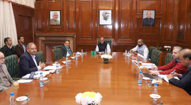 Rajnath Singh chairing a review meeting of Cyber & Information Security (CIS) Division of MHA, in New Delhi on January 17, 2018