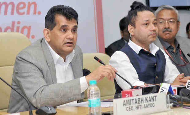 The CEO, NITI Aayog, Shri Amitabh Kant addressing at the launch of the Women Entrepreneurship Platform (WEP), on the International Women’s Day, in New Delhi on March 08, 2018.