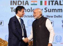The Prime Minister, Shri Narendra Modi and the Prime Minister of Italy, Mr. Giuseppe Conte at the valedictory session of the India-Italy Technology Summit, in New Delhi on October 30, 2018.