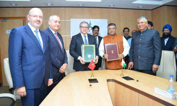 India’s Minister of Law & Justice, Ravi Shankar Prasad, and his Moroccan counterpart Mohammed Auajjar, Minister of Justice. Photo: PIB