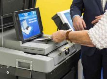 DS200 precinct scanner and tabulator combines the best attributes of a paper-based ballot system with the flexibility and efficiency of the latest digital-image technology – taking traditional optical-scan ballot vote tabulation to a new level. Photo: ES&S