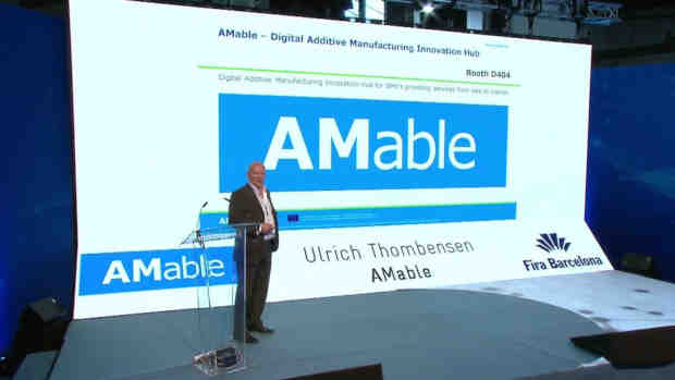 Ulrich Thombansen, from AMable, presenting at the IN(3D)USTRY 2018 in Barcelona.