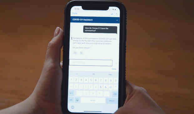 Watson Assistant for Citizens automates responses to frequently asked questions about COVID-19 on topics such as symptoms, testing, and protective measures. Photo: IBM