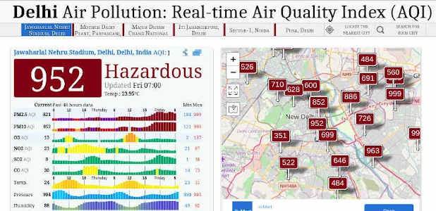 Delhi Air Pollution: The Real-time Air Quality Index (AQI) on November 5, 2021 shows hazardous air quality level in Delhi.