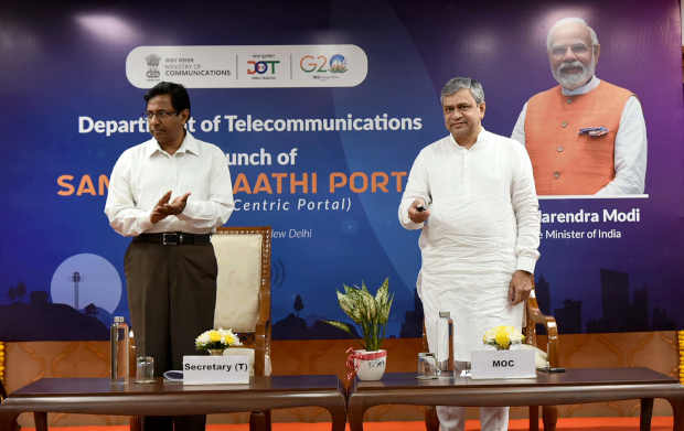 Ashwini Vaishnaw, Minister of Communications, Railways and Electronics & IT, in India launched the Sanchar Saathi portal on May 16, 2023. Photo: PIB