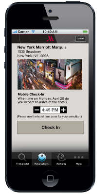 Mobile Check-in for Travelers at Marriott Hotels