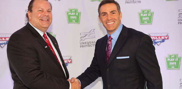 Unequal Technologies CEO Rob Vito with spokesman Kurt Warner