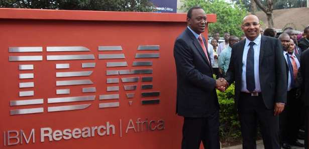 President of Kenya, Uhuru Kenyatta (left) and Dr. Kamal Bhattacharya, Director IBM Research - Africa (right) at the opening of IBM's First Africa Research Laboratory.