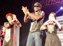 Chris Gayle with Abhinava Dance Company at the announcement of him as the brand ambassador for WHAM!