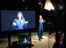 Astronaut Cady Coleman films her Space Apps promo!