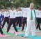 Narendra Modi Playing Yoga Tricks. Photo: Press Information Bureau