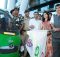 Nitin Gadkari flagging off the E-rickshaws for last mile connectivity, at Huda City Centre metro station, in Gurugram, Haryana on September 04, 2017