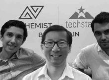 Embleema co-founders Nicolas Schmidt, Chief Product Officer, CEO Robert Chu and Alexis Normand, Head of Embleema Blockchain Consortium