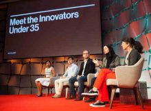 Honorees from MIT Technology Review's 2018 35 Innovators Under 35 onstage at EmTech MIT 2018.