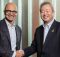 Satya Nadella, CEO, Microsoft (left), Jun Sawada, CEO, NTT (right)