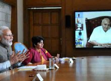 PM Narendra Modi speaking about Covid-19 through video conference in New Delhi on March 24, 2020. Photo: PIB (file photo)