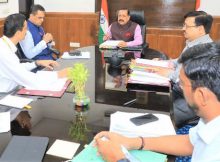 The Union Minister of State for Science & Technology and Earth Sciences (I/C), Prime Minister’s Office, Personnel, Public Grievances & Pensions, Atomic Energy and Space, Dr. Jitendra Singh reviewing the status of public grievance redressal, in New Delhi on July 31, 2022. Photo: PIB