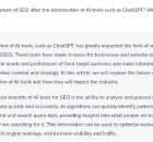 Screengrab of the SEO query response from ChatGPT