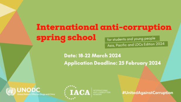 The Online International Anti-Corruption Spring School – Asia, Pacific and LDCs Edition 2024 - is an online training organized by the International Anti-Corruption Academy (IACA) and the United Nations Office on Drugs and Crime (UNODC). Photo: UNODC / IACA