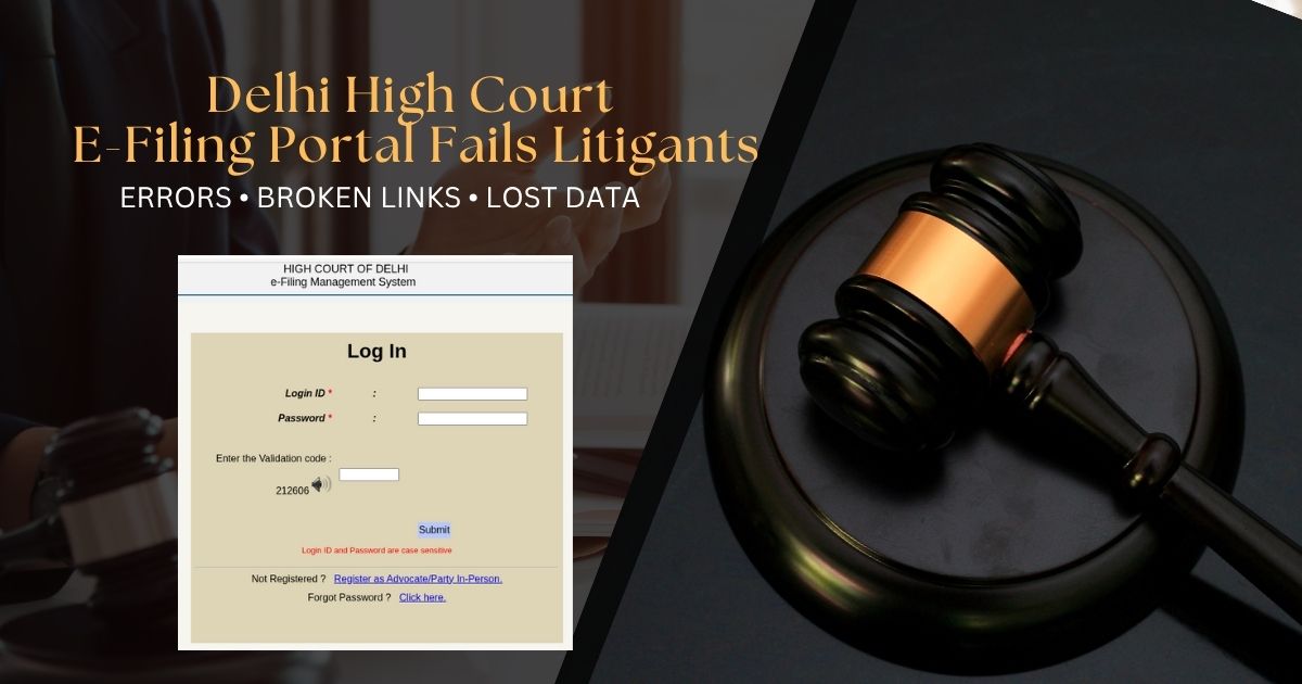 Delhi High Court E-Filing Portal Fails Litigants. Errors • Broken Links • Lost Data. Photo: RMN News Service