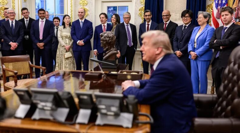 President Donald J. Trump and the First Lady hosted a gathering of technology industry leaders at the White House on September 4, 2025 for discussions centered on harnessing artificial intelligence (AI) to propel the U.S. to the forefront of global innovation. Photo: The White House