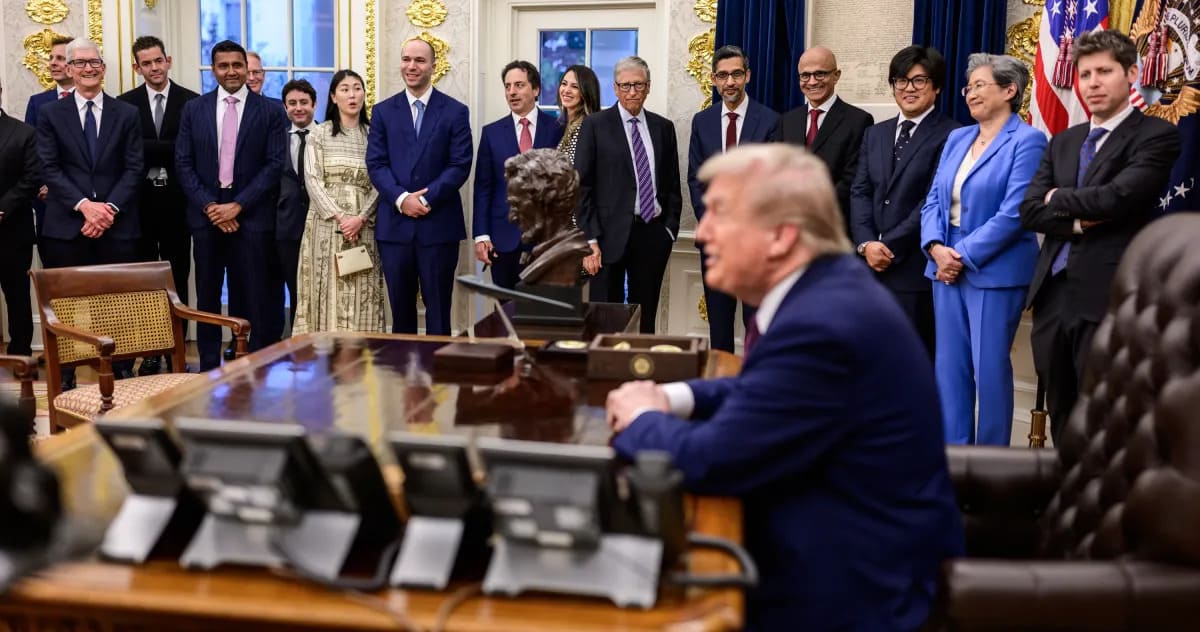 President Donald J. Trump and the First Lady hosted a gathering of technology industry leaders at the White House on September 4, 2025 for discussions centered on harnessing artificial intelligence (AI) to propel the U.S. to the forefront of global innovation. Photo: The White House