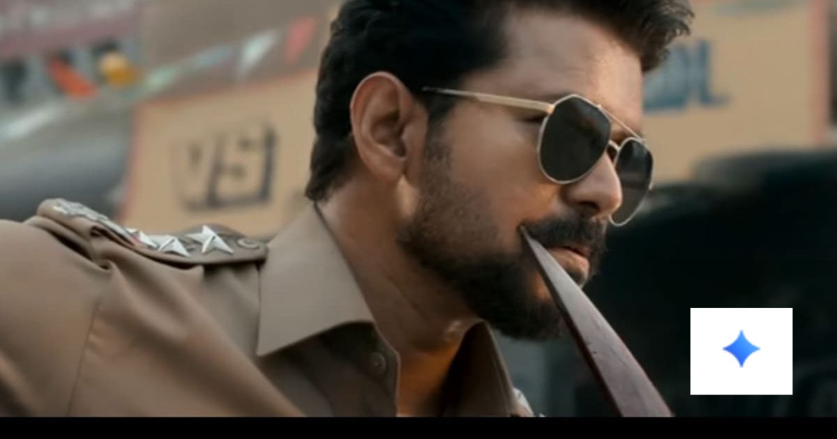 Screengrab from the Trailer of Jana Nayagan with a representational Google Gemini Logo