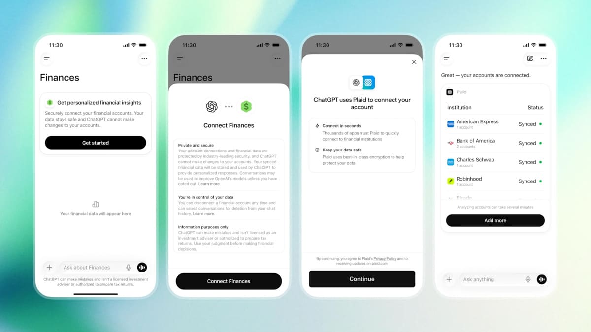 OAI ChatGPT Personal Finances Connecting accounts