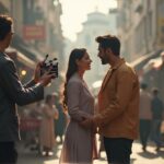 A romantic cinematic scene featuring a hero and heroine, generated using enhanced cinematic AI technology.