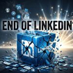 AI-generated abstract image of a shattered cube featuring the LinkedIn logo, symbolizing platform decay and technical failure.