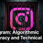 Digital illustration representing Instagram's algorithmic autocracy and infrastructure decay.