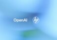 HP and OpenAI corporate logos displayed on a light blue background representing the Frontier strategic partnership for enterprise AI.