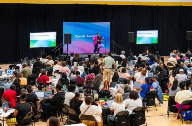 K–12 educators collaborating at an OpenAI Teacher Jam workshop to learn about AI tools for the classroom.