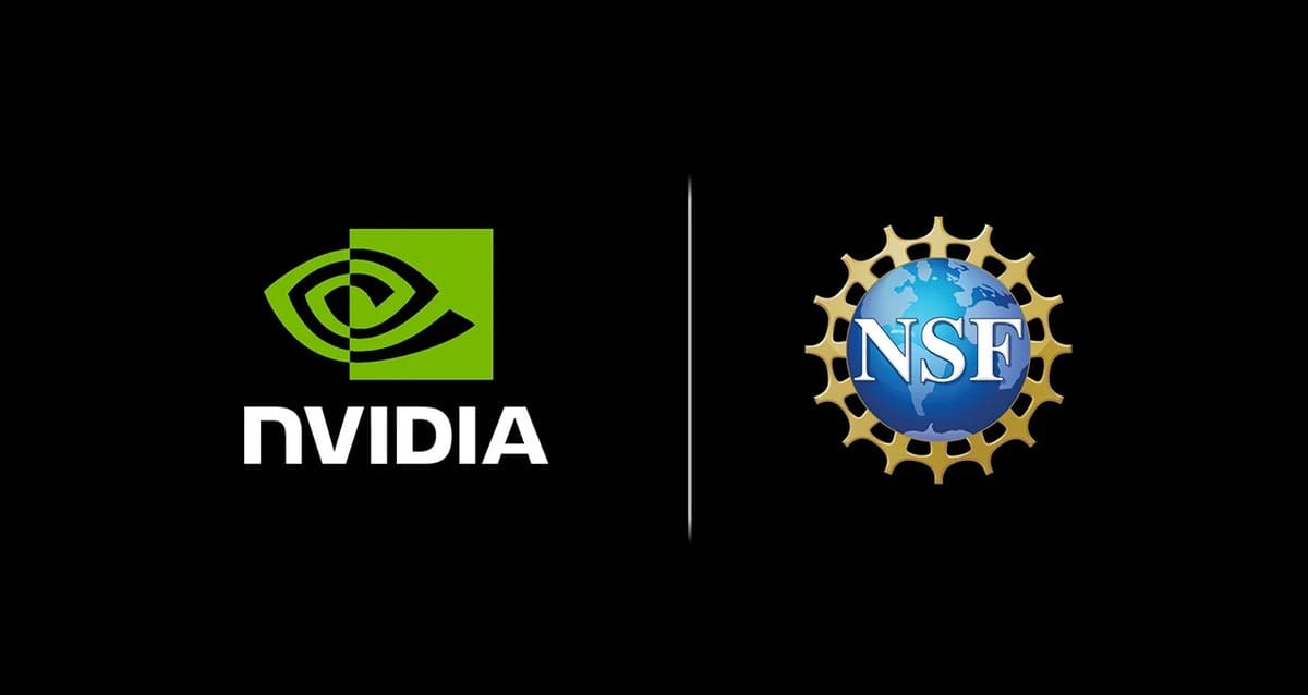 NVIDIA and National Science Foundation logos side by side representing their AI Hubs partnership.