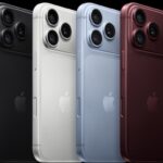 Apple iPhone 18 Pro smartphone color lineup displaying black, silver, glacier, and burgundy finishes