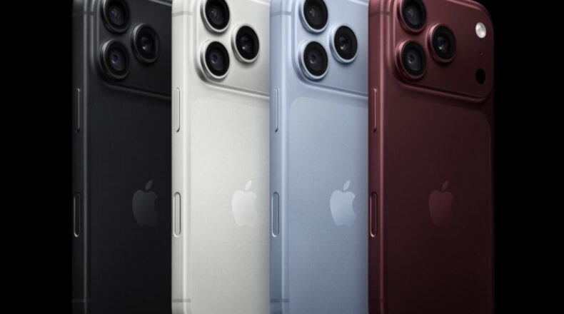 Apple iPhone 18 Pro smartphone color lineup displaying black, silver, glacier, and burgundy finishes