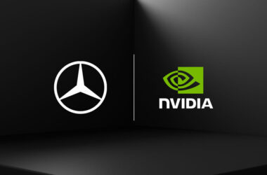 Mercedes-Benz and NVIDIA corporate logos presented together to signify an expanded automated driving partnership.