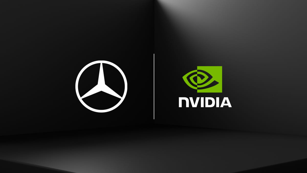 Mercedes-Benz and NVIDIA corporate logos presented together to signify an expanded automated driving partnership.